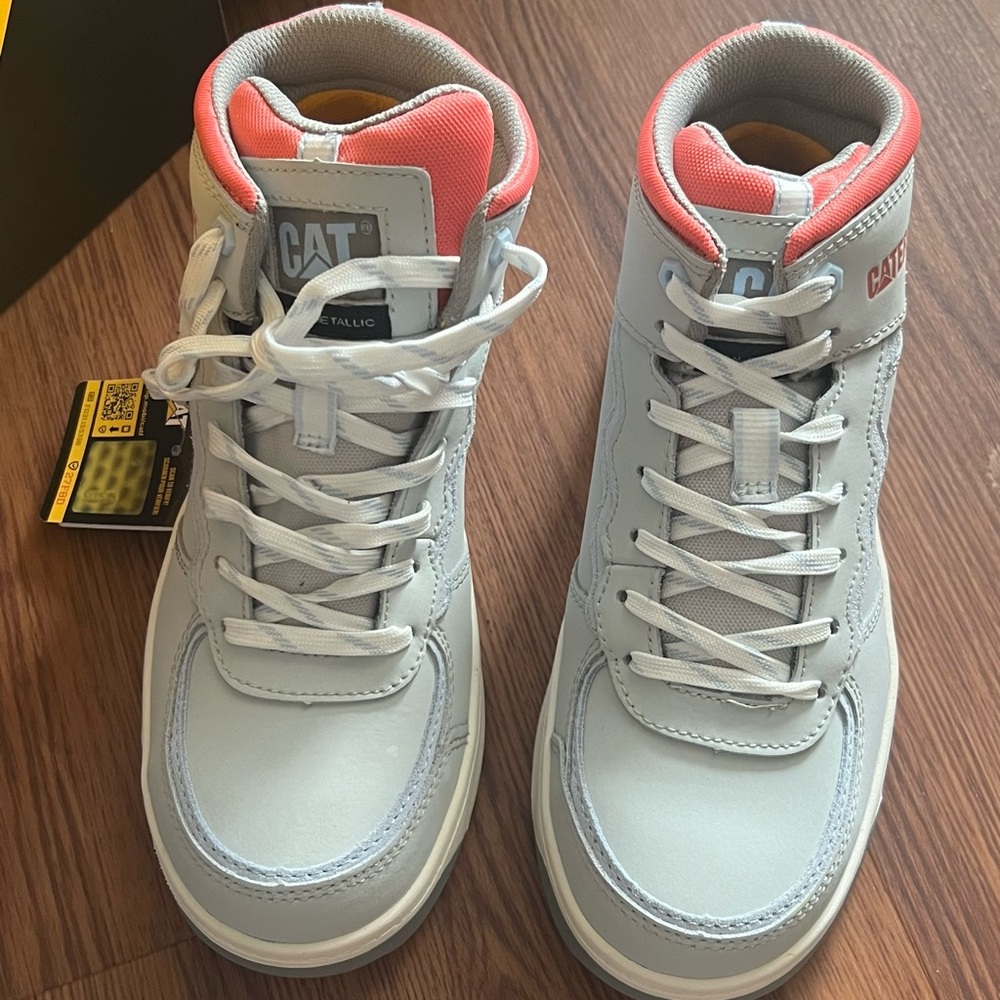 CAT Gray and pink Work Boots steel toe